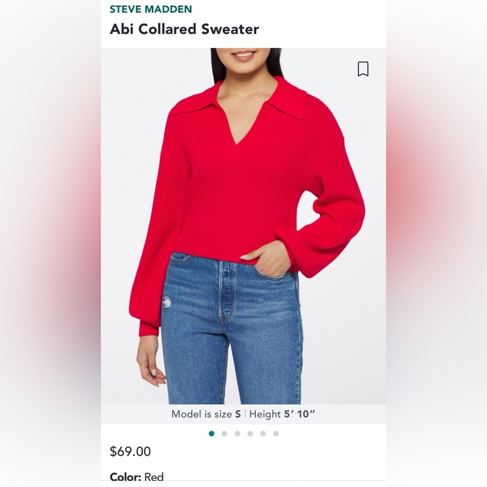 Steve Madden bright red Abi collared sweater